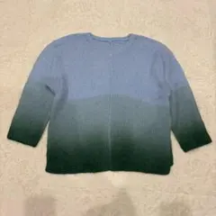 ◆レプシィム　 グラデーション　ウール　水色　ニット　スリット　クルーネック