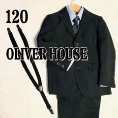 男の子　120 フォーマル　ブラック　ストライプ　6点セット サスペンダー付き