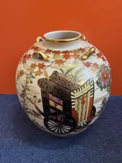 1329 薩摩焼色絵金彩人物風景図沈香壺時代物骨董|mercari商品代購