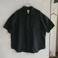 90s Jos.A.Bank オープンカラー半袖シャツ シルク 黒ブラック XL