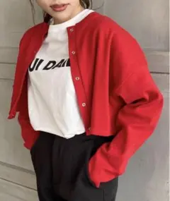 moment+ モーメントプラス　カーディガン　赤