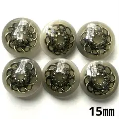 装飾ボタン グレー 6個 15㎜ No.541
