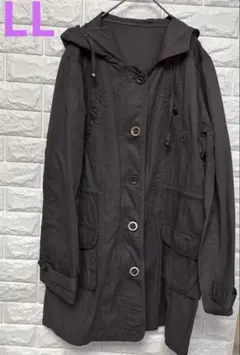 フード付きモッズ風コート ブラウン LLサイズ クリーニング済 美品