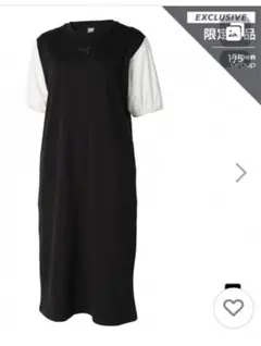 PUMA 半袖ロングワンピース ブラック/ホワイト