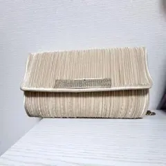 パーティーバッグ シャンパンゴールド プリーツ ビジュー