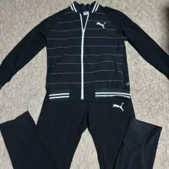 再お値下げ　PUMA セットアップ 黒 ストライプ入り　L