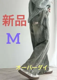 ［新品］java ワイドデニムパンツ ペインター　オーバーダイ　Mサイズのサムネイル