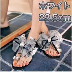 サンダル リボン フラット フレア ぺたんこ 夏 プール レディース ホワイト