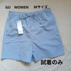 試着のみ　GU パジャマショートパンツ ストライプ Mサイズのサムネイル