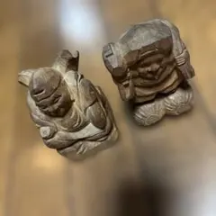 最終処分特価　大黒様恵比寿様木製 彫刻 置物　インテリア　縁起物　アンティーク？