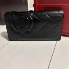 CHANEL 長財布　カンボンライン黒ピンク　ココマーク黒