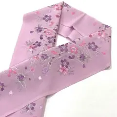 ☆新品未使用☆振袖・成人式・結婚式・卒業袴　紫系桜模様刺繍入り半衿　半襟　6