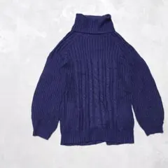 U2-2452　ニット　レディース　長袖　厚手　タートルネック　ケーブル編み　M