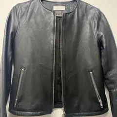 ブラックレザージャケット ジップアップHARE