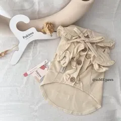 ナチュラルブラウス　パフスリーブ♡ 犬服　ドッグウェア　ベージュ　春夏