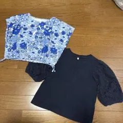 ZARA 花柄チュニック　GUレースのネイビートップス　2点セット　110㎝
