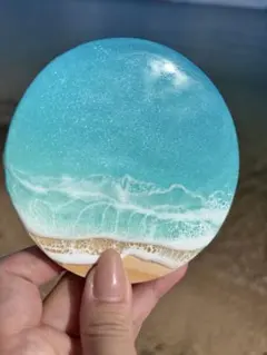 海レジン 波レジン オーシャンレジン レジンアート レジンコースターNo8