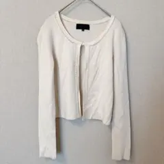 アンタイトル【極美品】ウール100% パールビーズ刺繍カーディガン イエロー