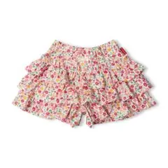 ムージョンジョン 小花柄・無地ダンガリーフリルショートパンツ