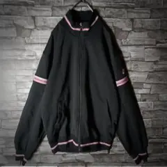 美品80ｓ紺タグ☆昭和レトロなナイキジャージ 日本製 刺繍 腕ロゴ リブライン