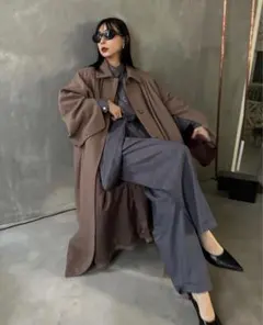 Ameri vintage オーバーサイズ ロングコート ブラウン