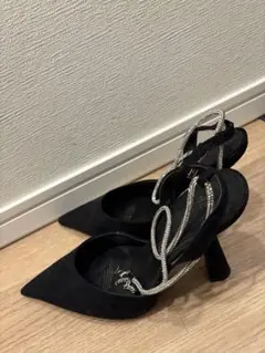 H&M ブラック ポインテッドトゥパンプス 40