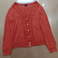 ヒューマンウーマン　麻　リネン100%　カーディガン　オレンジ