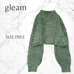 グリーム　ハイネック　ぽわん袖　ショート丈　クロップド　ニット　セーター　フリー