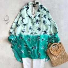 美品 ◆ NOMBRE IMPAIR 定価2,2万　シャツ　花柄　グリーンのサムネイル