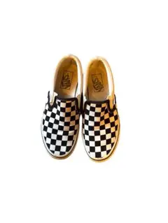 VANSブロックチェック柄 スリッポンスニーカー チェッカーブラック
