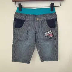 ストライプ ハーフパンツ 青色ゴムバンド 120cm