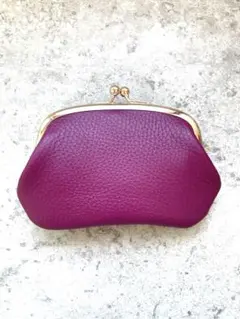 親子がま口ミニ財布　牛革グレープ