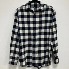 UNIQLO ネルシャツ M ネイビー ホワイトチェック