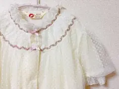 vintage　なみなみお花の刺繍　リボン　パフスリーブ袖　ネグリジェ　ガウン