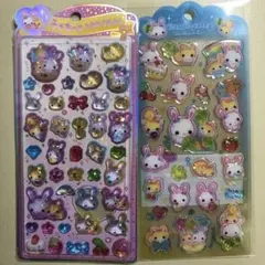 フワフワらびちゃん　うるちゅるポップシール　　　ドロップジュエリーシール