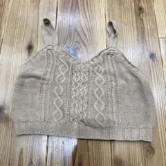 ベージュ ケーブル編み ビスチェ