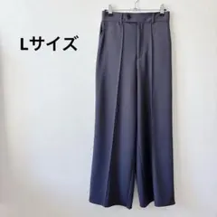 ワイドパンツ【L】 ダークグレー サイドライン