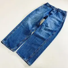 UNIQLO ワイドフィットテーパードジーンズ ストレートデニム ブルー
