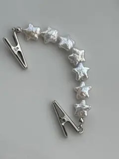 7淡水パール　ストールクリップ　カーディガン　帽子留め メタリック　星　バロック