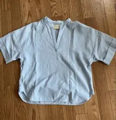 45 UNITED ARROWS 水色 Vネック 半袖シャツ 36