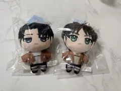 進撃の巨人 ぬいパル　ぬいぐるみマスコット　リヴァイ　エレン　2種類セット