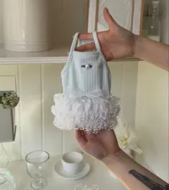 アトリエGG犬服 パステルグリーン パール付き花モチーフ - メルカリ