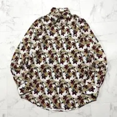 バーバリーブラックレーベル 長袖 ボタンダウンシャツ 総柄 花柄 ベージュ 3