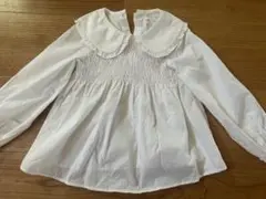 ZARA フリル付き襟 ホワイトシャツ 5-6