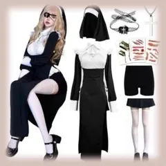 シスター コスプレ ハロウィン 仮装 修道女 聖女 11点セット Mサイズ