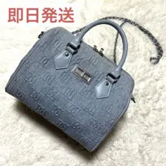 極美品】Darich エンボスロゴ デニム ハンドバッグ ボストン 水色 