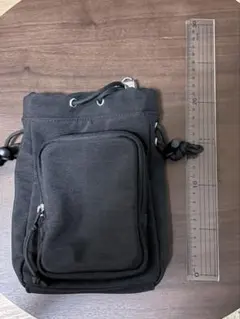 ブラック 巾着型 ショルダーバッグ