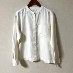 無印良品 フランネル スタンドカラーシャツ 白 Sサイズ