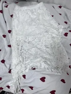 ホワイトレースフレアスカート ひざ丈 レイヤードスカート レース グランジ