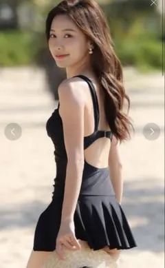 ブラック フレアスカート付きワンピース水着　レディース　新品　黒　水着